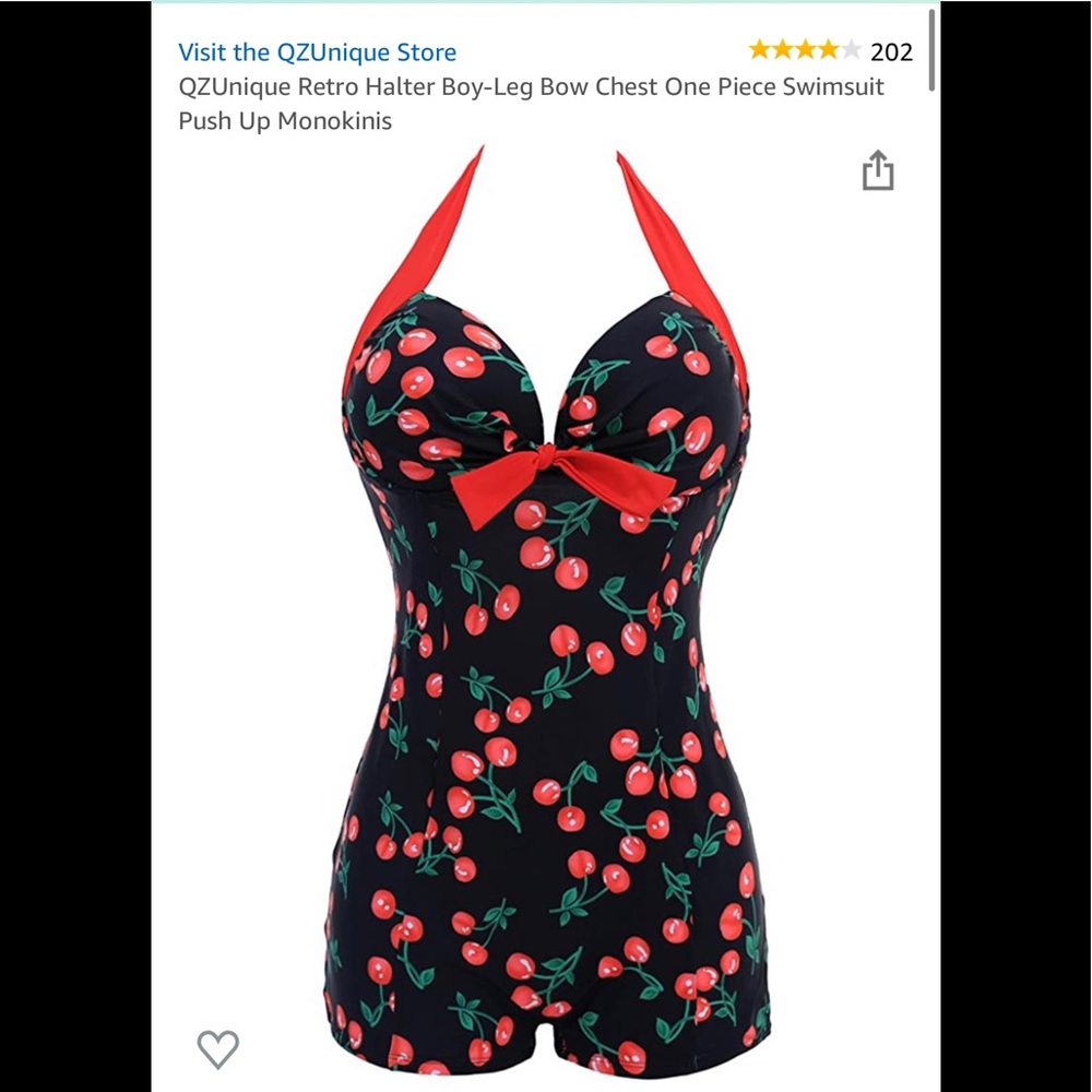 Retro halter boy leg push-up swimsuit